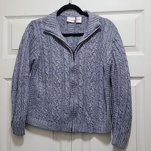 CC Hughes vintage zip speckled‎ cable cardigan sweater silk wool blend size M